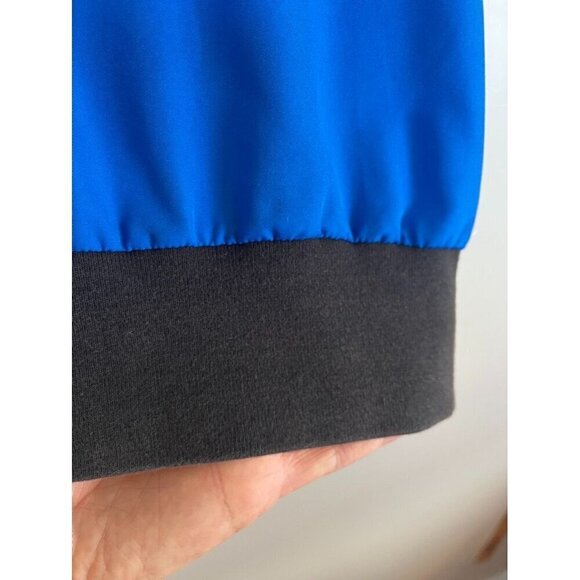 Vintage Top 16W Blue Retro 70s Color Block Artsy Workwear Neutral Minimalist - Picture 4 of 8